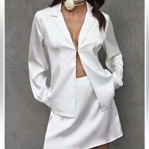 NWOT Satin White Collared Blouse